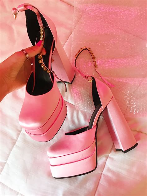 versace pink platform heels dupe|versace medusa platform heels.